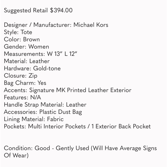 GUC Michael Kors, Signature Print Logo, Leather Tote - Picture 16 of 16